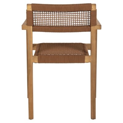 КРЕСЛО CHARLOTTE HM9637.01 ТИКОВО ДЪРВО В ЕСТЕСТВЕНО И КАФЯВО ВЪЖЕ 59x54x83Hcm.