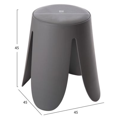 ТАБУРЕТКА DENTY HM9619.10 ПОЛИПРОПИЛЕН В СИВО-PU СЕДАЛКА В СИВО Φ30x45Hcm.