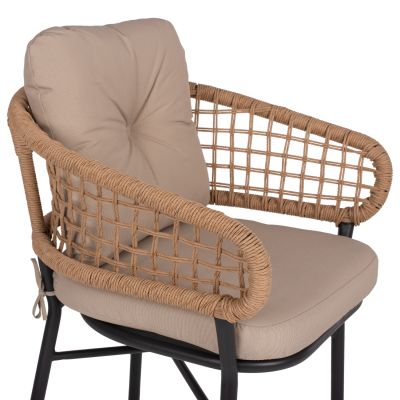 ARMCHAIR ALUMINUM DARK GREY PROFESSIONAL RATTAN AND CUSHIONS BEIGE HM5863.01 60x56x84 cm.