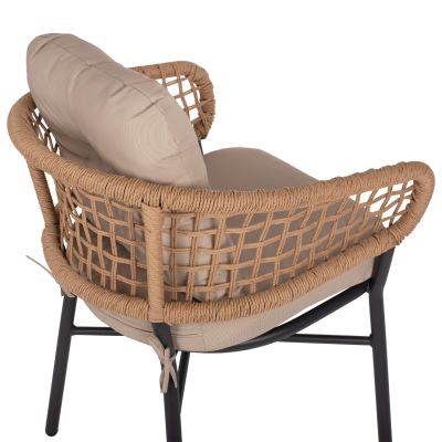ARMCHAIR ALUMINUM DARK GREY PROFESSIONAL RATTAN AND CUSHIONS BEIGE HM5863.01 60x56x84 cm.