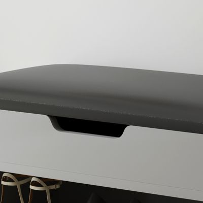 БАТАЖ ЗА ОБУВКИ СЪС СЕДАЛКА ROMIR HM2477.05 МЕЛАМИНОВО СИВО-АНТРАЦИТ PU СЕДАЛКА 60x30x44Hcm.