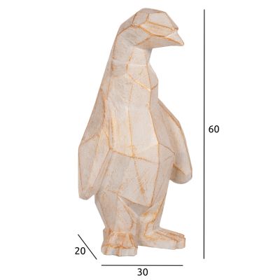 ПОДОВА ДЕКОРАЦИЯ ПИНГВИН HM7915 GRC В ЦВЯТ БЯЛА ПАТИНА СЪС ЗЛАТНИ ДЕТАЙЛИ 30x20x60Hcm.