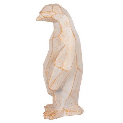 ПОДОВА ДЕКОРАЦИЯ ПИНГВИН HM7915 GRC В ЦВЯТ БЯЛА ПАТИНА СЪС ЗЛАТНИ ДЕТАЙЛИ 30x20x60Hcm.