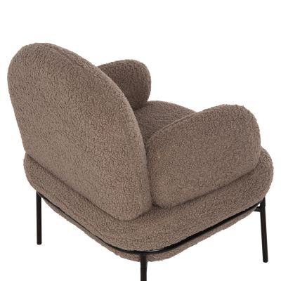 ARMCHAIR AGNES HM9525.25 LIGHT BROWN BOUCLE FABRIC-BLACK METAL LEGS 74x71x83Hcm.