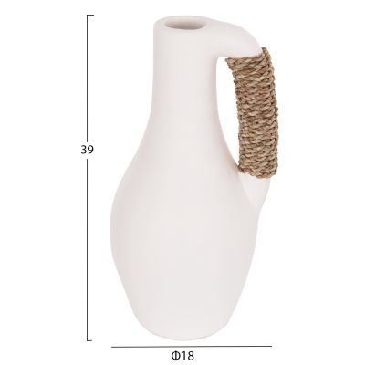 TABLE DECORATIVE VASE CAMMER HM4687.02L TERRACOTA IN WHITE--Φ18x39Hcm.