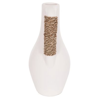 TABLE DECORATIVE VASE CAMMER HM4687.02L TERRACOTA IN WHITE--Φ18x39Hcm.