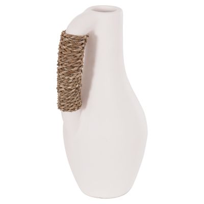 TABLE DECORATIVE VASE CAMMER HM4687.02L TERRACOTA IN WHITE--Φ18x39Hcm.