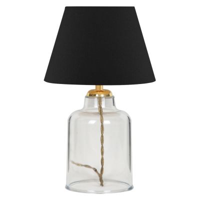 TABLE LAMP HM7583.02 BLACK CAP, TRANSPARENT BASE, GOLDEN PILLAR