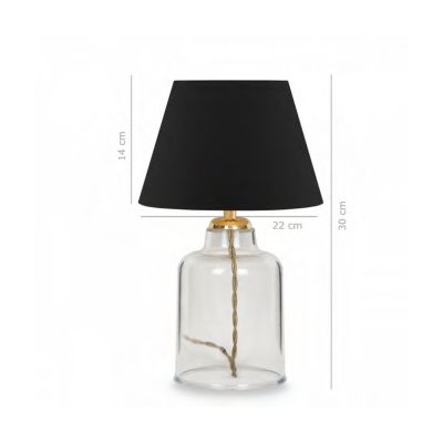 TABLE LAMP HM7583.02 BLACK CAP, TRANSPARENT BASE, GOLDEN PILLAR