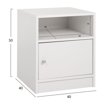 NIGHTSTAND MALORY HM2205.05 WHITE MELAMINE 40x40x50Hcm.