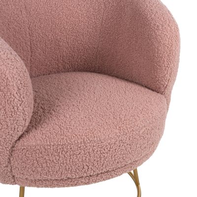 ARMCHAIR ARIEN HM8403.22 BOUCLE FABRIC IN DUSTY PINK-GOLD METAL BASE 78x75x84Hcm.
