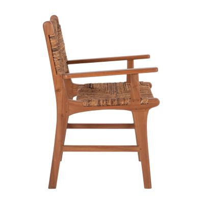 ТРАПЕЗНО КРЕСЛО ТИК ДЪРВО И РУШ МАТИРАН ОРЕХ-БЕЖОВ HM9400.01 54x58x86,5 см.