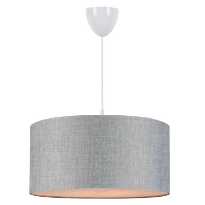 PENDANT CEILING LAMP HM7620.04 GREY TEXTILE DRUM SHADE