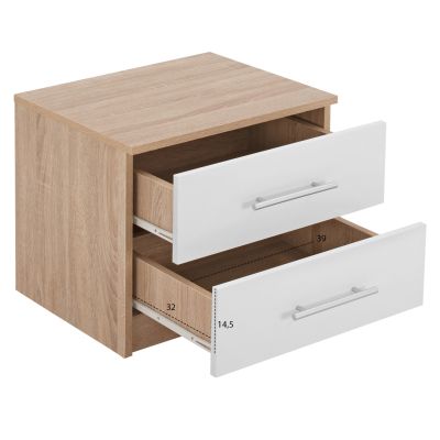 NIGHT STAND HM2220.06 SONAMA-WHITE 48x40,5x41,5 cm.