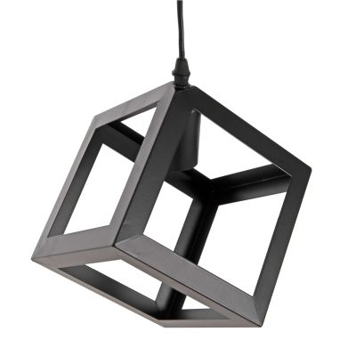CEILING PENDANT LAMP HM4036 3 CUBES BLACK METAL Φ23x122Hcm.