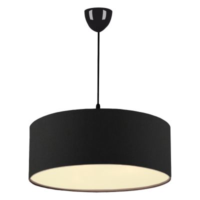PENDANT CEILING LAMP HM7620.03 BLACK TEXTILE DRUM SHADE
