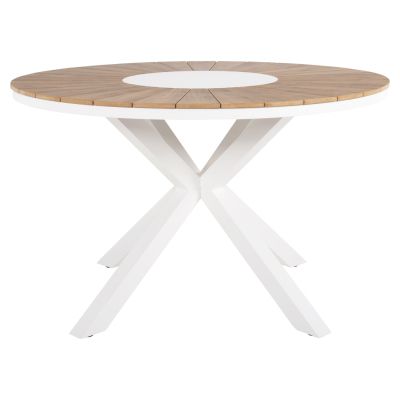 ВЪНШНА КРЪГЛА МАСА MORIL HM6041.02 АЛУМИНИЙ В БЯЛО-ПОЛИДЪРВ В ЕСТЕСТВЕНО ДЪРВО Φ120см.