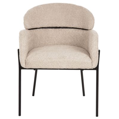 КРЕСЛО WOLF HM8583.02 ЕКРЮ МАТЕРИЯ БУКЛЕ-ЧЕРНИ МЕТАЛНИ КРАКА 58x58x80Hcm.