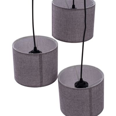 CEILING LAMP HM7622.13 BLACK BASE, 3-PIECE LIGHT GREY DRUM SHADES ASYMMETRICAL