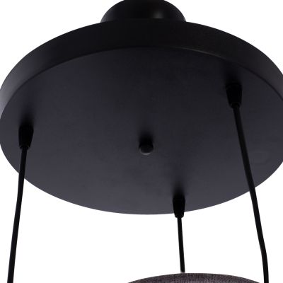 CEILING LAMP HM7622.13 BLACK BASE, 3-PIECE LIGHT GREY DRUM SHADES ASYMMETRICAL