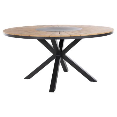 OUTDOOR ROUND TABLE MORIL HM6042.01 ALUMINUM IN ANTHRACITE-POLYWOOD IN NATURAL WOOD Φ150cm.