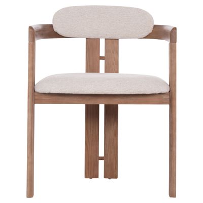 DINING CHAIR KALL HM18247.01 BEIGE FABRIC--MATTE WHITEWASH PLYWOOD 56x45x73Hcm.