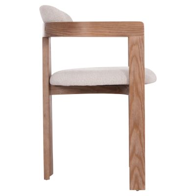 DINING CHAIR KALL HM18247.01 BEIGE FABRIC--MATTE WHITEWASH PLYWOOD 56x45x73Hcm.