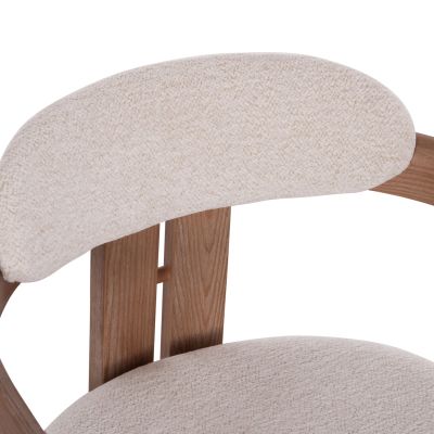 DINING CHAIR KALL HM18247.01 BEIGE FABRIC--MATTE WHITEWASH PLYWOOD 56x45x73Hcm.