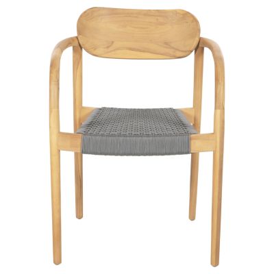 КРЕСЛО OSLO HM9636.08 ТИКОВО ДЪРВО В ЕСТЕСТВЕНО И СИВО ВЪЖЕ 55x54x80Hcm.