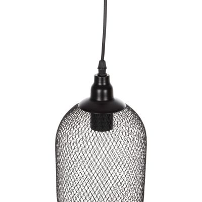 CEILING PENDANT LAMP HM4104 3-LIGHT BLACK METAL MESH CAPS Φ24x123Hcm.