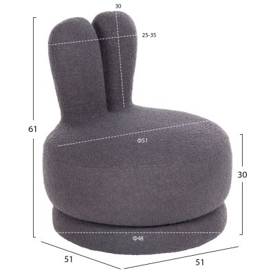 ТАБУРЕТКА С ВЪРТЯЩА СЕ ОБЛЕГАЛКА FRIVO HM9774.01 СИВ ПЛАТ ТЕДИ 51x51x61Hсм.