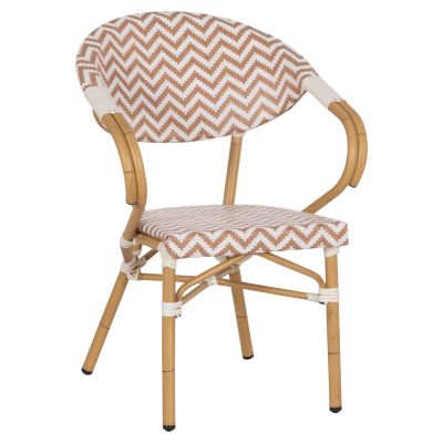 КРЕСЛО АЛУМИНИЕВО HM5861.03 ВИД НА БАМБУК КАФЯВО-БЯЛО56.5x56.5x82 см.