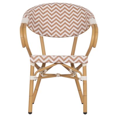 КРЕСЛО АЛУМИНИЕВО HM5861.03 ВИД НА БАМБУК КАФЯВО-БЯЛО56.5x56.5x82 см.