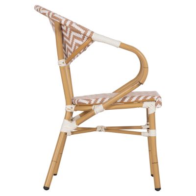 КРЕСЛО АЛУМИНИЕВО HM5861.03 ВИД НА БАМБУК КАФЯВО-БЯЛО56.5x56.5x82 см.