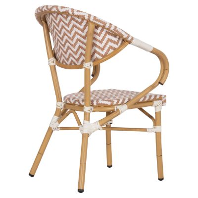 КРЕСЛО АЛУМИНИЕВО HM5861.03 ВИД НА БАМБУК КАФЯВО-БЯЛО56.5x56.5x82 см.