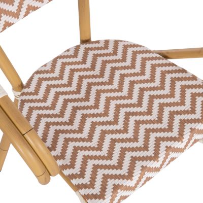 КРЕСЛО АЛУМИНИЕВО HM5861.03 ВИД НА БАМБУК КАФЯВО-БЯЛО56.5x56.5x82 см.