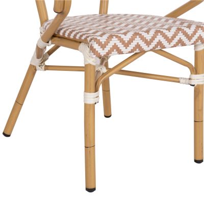 КРЕСЛО АЛУМИНИЕВО HM5861.03 ВИД НА БАМБУК КАФЯВО-БЯЛО56.5x56.5x82 см.