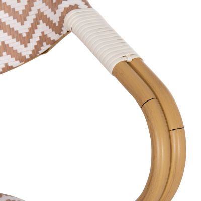 КРЕСЛО АЛУМИНИЕВО HM5861.03 ВИД НА БАМБУК КАФЯВО-БЯЛО56.5x56.5x82 см.