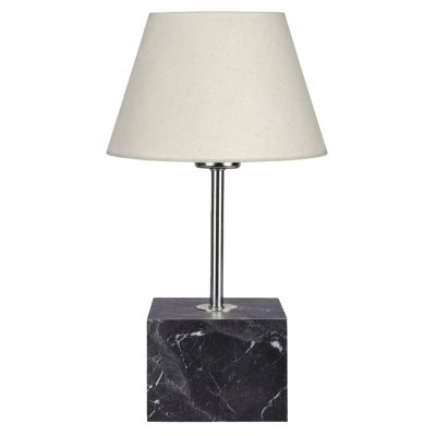 НАСТОЛНА ЛАМПА HM7594.01 CUBE BASE SILVER PILLAR ECRU CAP 13x13x43Hcm