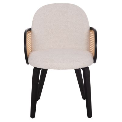 DINING CHAIR BECKER HM18246.02 PLYWOOD IN BLACK--ECRU FABRIC 54x62x79Hcm.