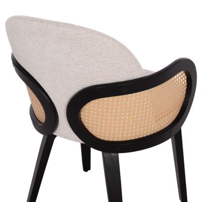 DINING CHAIR BECKER HM18246.02 PLYWOOD IN BLACK--ECRU FABRIC 54x62x79Hcm.