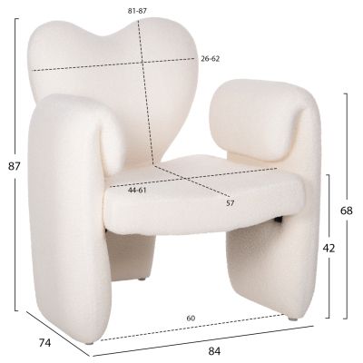 ТРАПЕЗНО КРЕСЛО HARTT HM9777.05 WHITE TEDDY МАТЕРИАЛ 84x74x87Hсм.