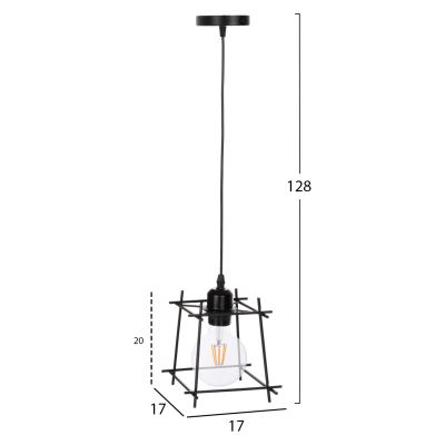 CEILING PENDANT LAMP HM4085 METAL FRAME CAP 17x17x128Hcm.
