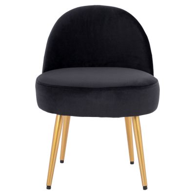 Stool with back Yasmine from black velvet & gold legs HM8395.14 47x43x65cm