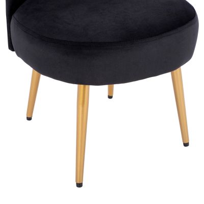 Stool with back Yasmine from black velvet & gold legs HM8395.14 47x43x65cm