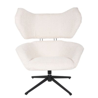 КРЕСЛО ВЪРТЯЩО СЕ BRYLL HM9597.06 ЕКРЮ БУКЛЕ-ЧЕРНА МЕТАЛНА ОСНОВА 86x90x97Hсм.