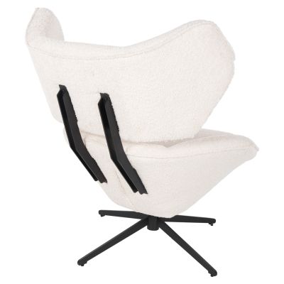 КРЕСЛО ВЪРТЯЩО СЕ BRYLL HM9597.06 ЕКРЮ БУКЛЕ-ЧЕРНА МЕТАЛНА ОСНОВА 86x90x97Hсм.