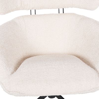 КРЕСЛО ВЪРТЯЩО СЕ BRYLL HM9597.06 ЕКРЮ БУКЛЕ-ЧЕРНА МЕТАЛНА ОСНОВА 86x90x97Hсм.