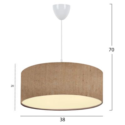PENDANT CEILING LAMP HM7620.01 SANDY BEIGE TEXTILE DRUM SHADE