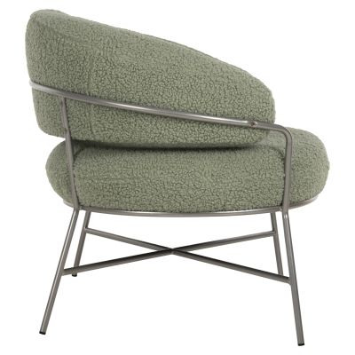 ARMCHAIR TRUDI HM8639.27 PISTACHIO GREEN BOUCLE FABRIC AND SILVER METAL FRAME 84x79x76Hcm.